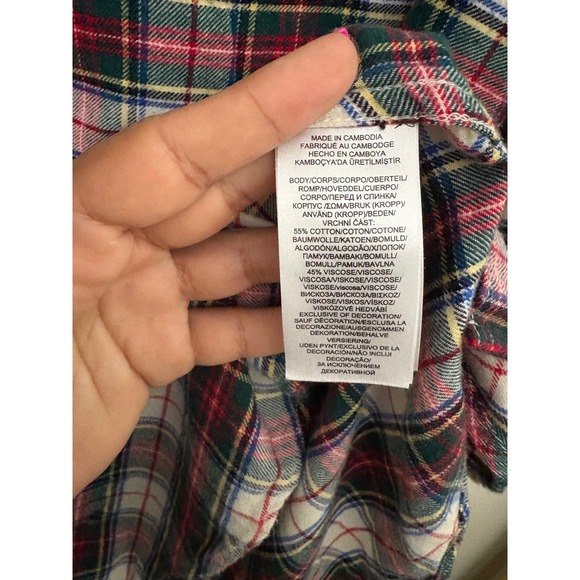 Lauren Ralph Lauren Flannel Cotton Sleep Shirt Plaid Embroidered‎ Logo Cabincore - Picture 6 of 12
